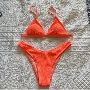 SHEIN NWT neon coral swimsuit bikini